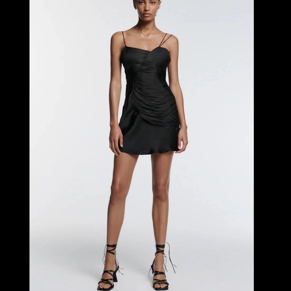 ZARA Black Draped Mini Dress